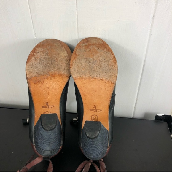 Anthropologie J Shoes Carson Black Mauve Leather Ankle Boots Sz 7.5 - Picture 8 of 14